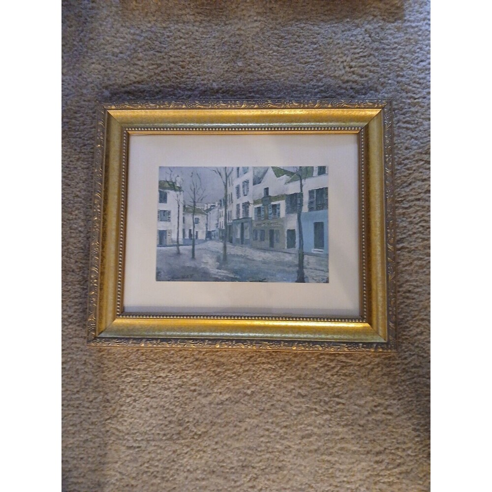 Maurice Utrillo signed Lithograh Art Print Gold Framed 14"x17"